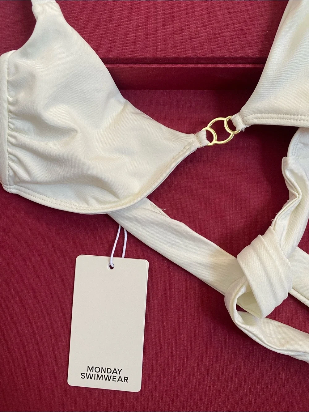 Never-Worn Monday Swimwear Cream Bikini Top & Matching Cheeky Bottom